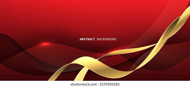 Abstract red gold light luxury wave curve with blank space for text place design modern creative background vector illustration.