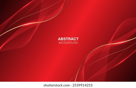 Abstract red gold light luxury wave curve with blank space for text place design modern creative background vector illustration.