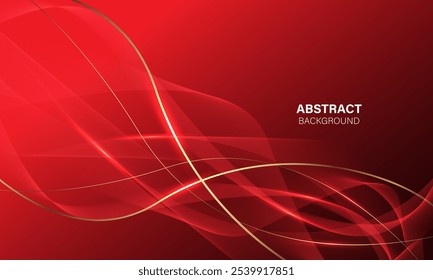 Abstract red gold light luxury wave curve with blank space for text place design modern creative background vector illustration.
