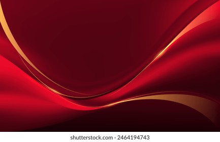 Abstract red gold line dynamic luxury curve smooth design modern premium elegant background vector illustration.