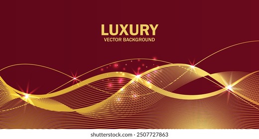 Abstract red gold line dynamic luxury curve smooth design modern premium elegant background vector illustration