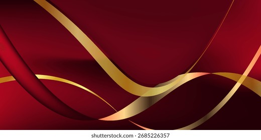 Abstract red gold line dynamic luxury curve smooth design modern premium elegant background vector illustration.