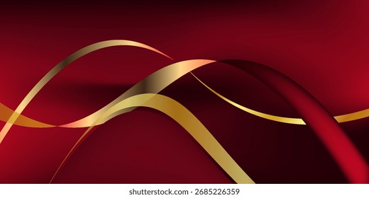 Abstract red gold line dynamic luxury curve smooth design modern premium elegant background vector illustration.