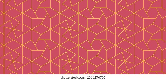 abstract red gold line. geometric star shaped texture background. Japanese hexagon pattern. retro styled concept.