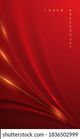 Abstract red   gold lines background