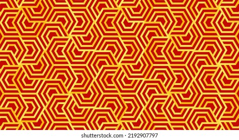 forma de polígono de oro rojo abstracto, fondo de textura de patrón geométrico, ilustración de giro japonesa, arte de línea