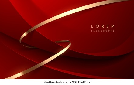 Abstract red and gold ribbons background - Shutterstock ID 2081368477