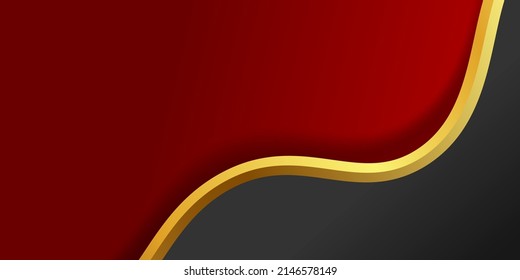 Abstract red and gold ribbons background with waves