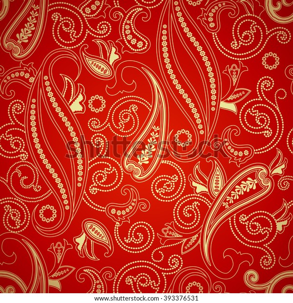 Abstract Red Gold Seamless Paisley Floral Stock Vector (Royalty Free ...