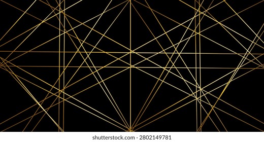 Abstract red and gold straight-line vector on a black background. Vector illustration featuring a random, chaotic-looking geometric line design on a transparent background.