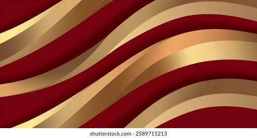 Abstract red and gold wave background