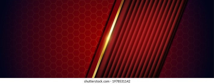 Abstract Red with Golden Lines Combination Background Design. Graphic Design Element.