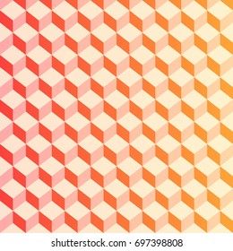 Abstract red gradient backdrop with 3d cube shaped figures. Vector illustration