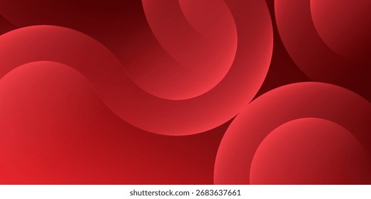 Fondo degradado rojo Abstractas con Formas de onda curvada. Composición de Formas dinámicas