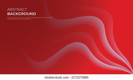 Abstract red gradient background of flow curves. Fluid gradation dynamic composition. Smooth and soft vector illustration