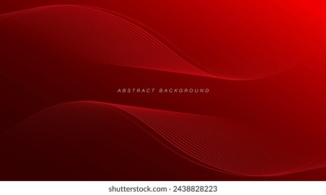 Abstract red gradient background with glowing wave. Shiny moving lines design element. Elegant flowing wave lines. Modern futuristic concept. Vector illustration