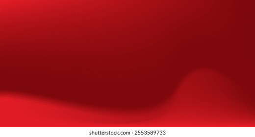 Abstract red gradient background, light and shadow on the backdrop with dimensions, hot tone wall with intense color, horizontal wallpaper. Art and Illustration