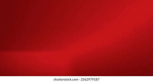 Abstract red gradient background, light and shadow on the backdrop with dimensions, hot tone wall with intense color, horizontal wallpaper.