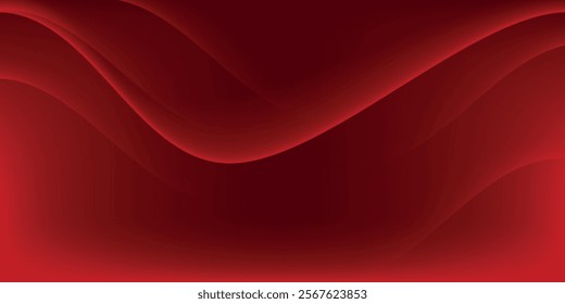 Abstract red gradient background, light and shadow on the backdrop with dimensions, hot tone wall with intense color, horizontal wallpaper.