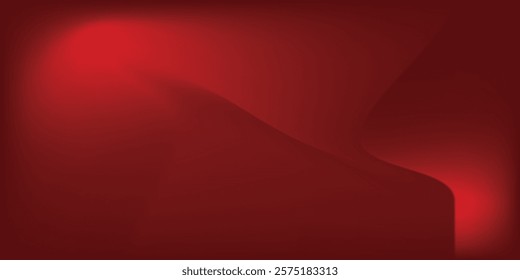 Abstract red gradient background, light and shadow on the backdrop with dimensions, hot tone wall with intense color, horizontal wallpaper red modern arts