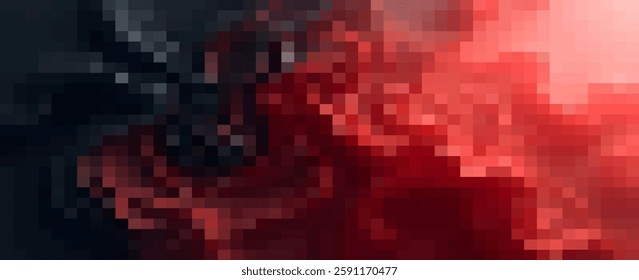 Abstract red gradient background, light and shadow on the backdrop with dimensions, hot tone wall with intense color, horizontal wallpaper.