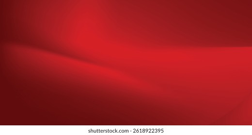Abstract red gradient background, light and shadow on the backdrop with dimensions, hot tone wall with intense color, horizontal wallpaper. vector illustration
