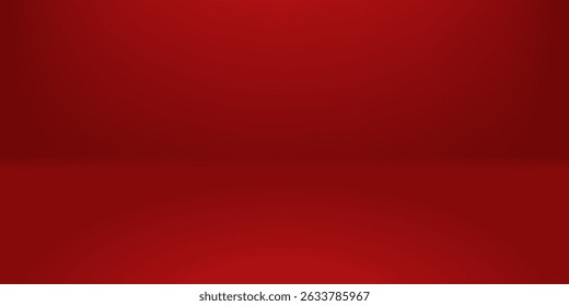 Abstract red gradient background, light and shadow on the backdrop with dimensions, hot tone wall with intense color, horizontal wallpaper.