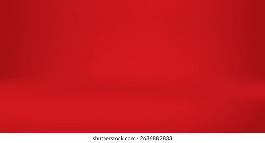 Abstract red gradient background, light and shadow on the backdrop with dimensions, hot tone wall with intense color, horizontal wallpaper.
