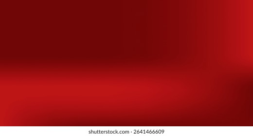 Abstract red gradient background, light and shadow on the backdrop with dimensions, hot tone wall with intense color, horizontal wallpaper vector