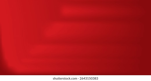 Abstract red gradient background, light and shadow on the backdrop with dimensions, hot tone wall with intense color, horizontal wallpaper.