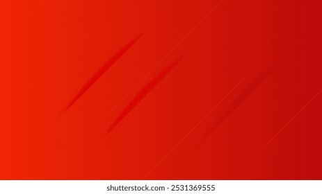 Abstract red gradient background with lines and shadows. Header banner. Bright abstract presentation backdrop. Vector illustration