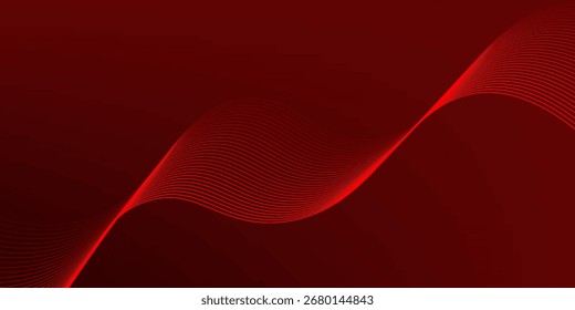 Abstract red gradient background with shining lines waves. modern background for banner, poster, cover, brochure, flyer, website