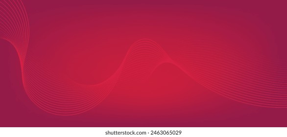 Abstract red gradient background with waves. Modern banner design template