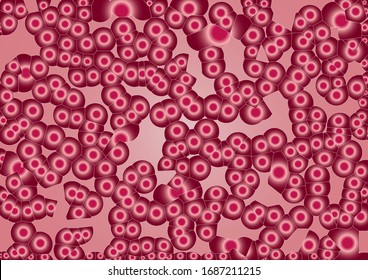 Patrón de forma de las celdas de degradado rojo abstracto. Visión microscópica del concepto de trasfondo de células sanguíneas para la plantilla Medicina, Biología y Ciencia. Ilustración vectorial.