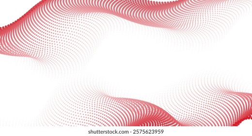 Abstract red gradient flowing wave lines on white background. Modern dot wavy lines pattern design element. Suitable for banner, cover, poster, website, presentation, brochure, flye