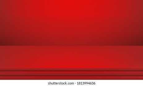 Abstract red and gradient light background with studio backdrops. product display with copy space for display of content design.Banner for advertise product.