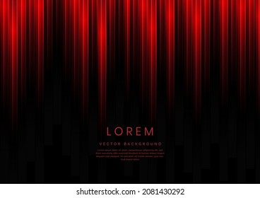 Abstract red gradient vertical geometric overlapping on black background with copy space for text. Speed technology concept. Vector illustration