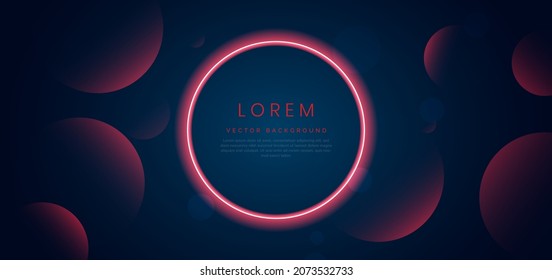Resumen de gradientes rojos color que se solapan en círculos sobre fondo azul oscuro. Moderno concepto. Ilustración del vector