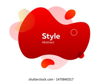 Abstract red graphic element with left yellow stripes. Dynamical colored forms and lines. Gradient abstract banners with flowing liquid shapes. Template for logo, flyer, presentation