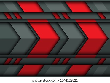 Abstract red gray arrow 3D pattern design modern futuristic technology background texture vector illustration.