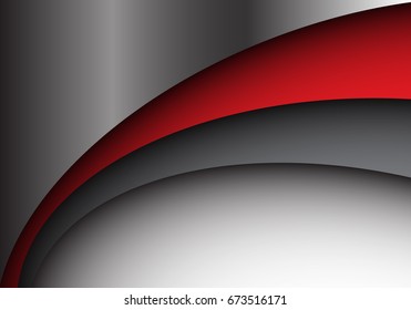 Abstract red gray curve overlap metal design modern futuristic creative background vector illustration.