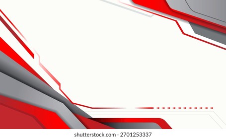 Abstract Red and Gray Geometric Background Vector Design with Clean White Space for Technology, Business, and Corporate Templates
