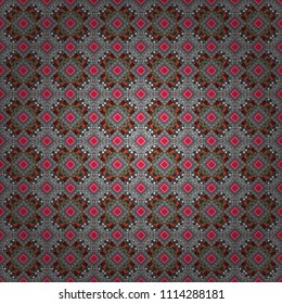 Abstract red, gray and green image with a squares. Vector illustration. Digital art abstract seamless pattern.