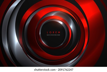 Abstract red and gray metal circle shapes background