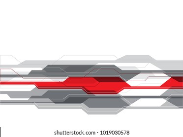 Abstract red gray polygon circuit futuristic on white blank space background vector illustration.