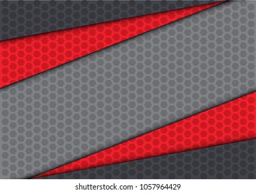 Abstract red gray triangle on hexagon mesh design modern futuristic background vector illustration.