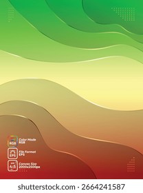 abstract red and green background design template with stacked geometric shapes