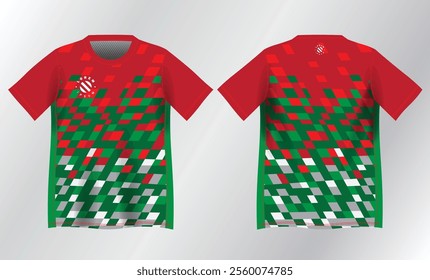 abstract red and green background pattern for sport jersey design mockup