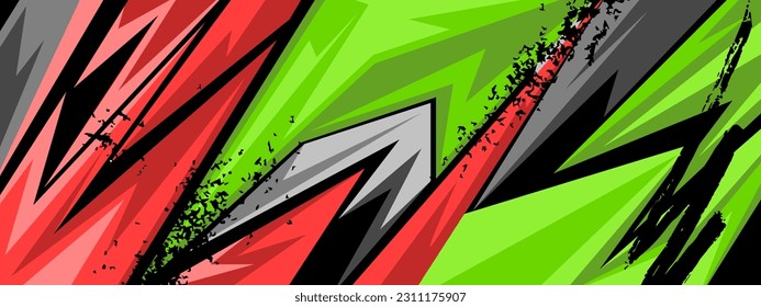 Abstract red and green gaming background in futuristic style. Wide banner design