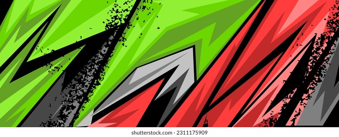 Abstract red and green gaming background in futuristic style. Wide banner design